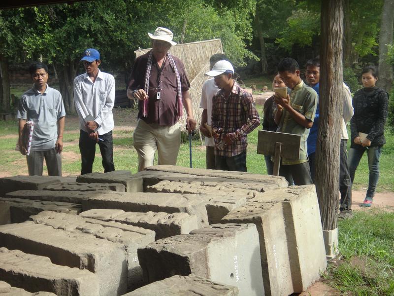 John Sanday and guide trainees as they explore Banteay Chhmar