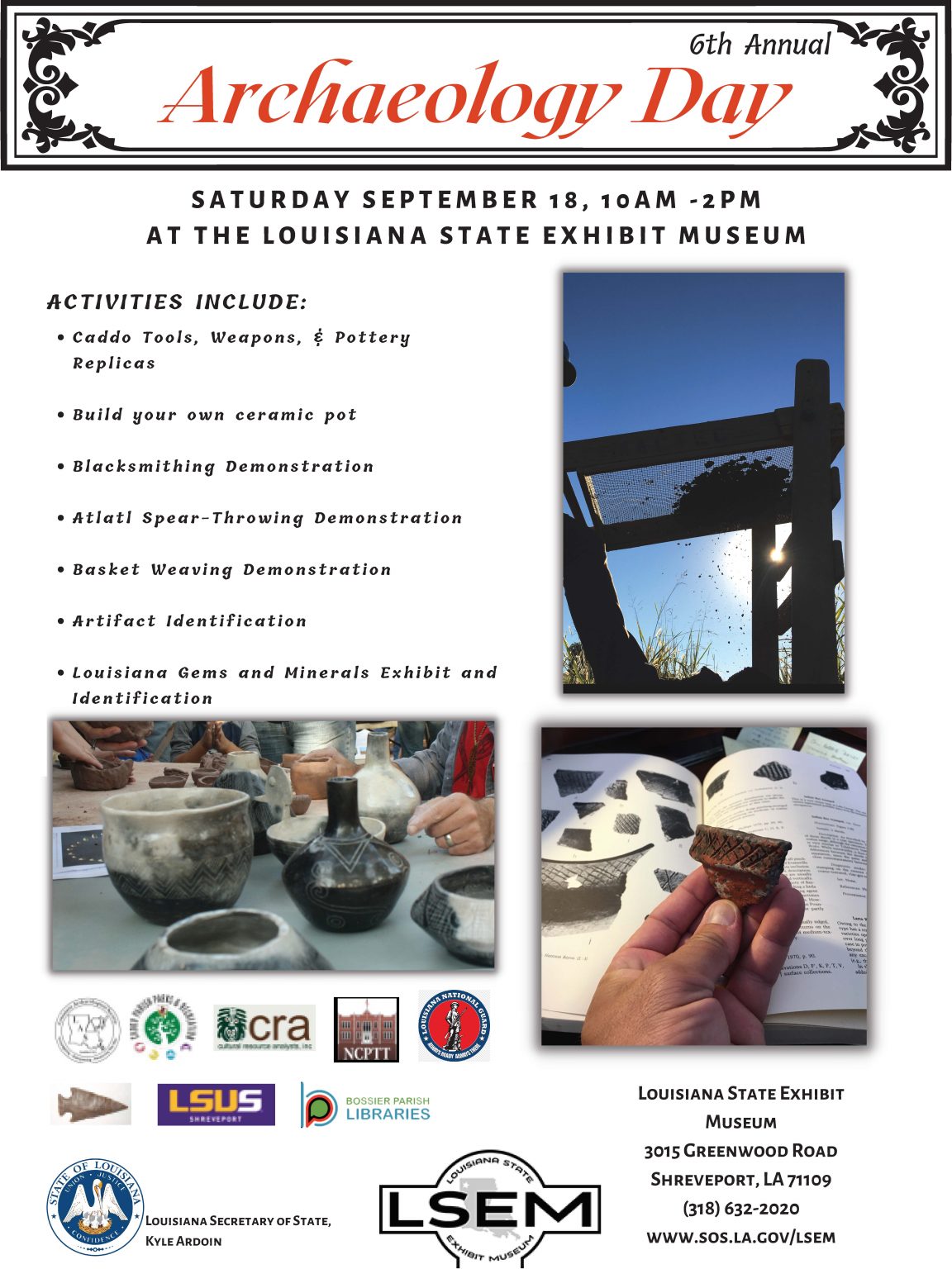 AIA Event Listings 6th Annual Archaeology Day Louisiana Division of